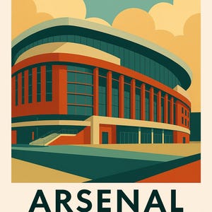 Arsenal Emirates Stadium Wall Art Print | Modern Football Stadium Poster | A4 Print or Framed | Gift for Arsenal Fans