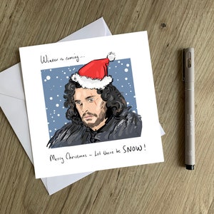 Carte de Noël John Snow - carte de Noël GOT Game of Thrones - carte de Noël originale John Snow dessinée à la main