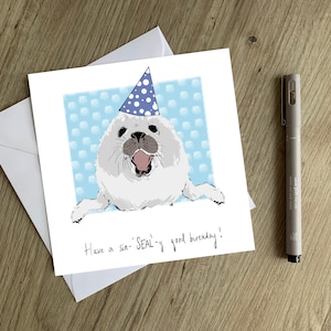 Seehund Geburtstagskarte - Handgezeichnete Original Seehund Geburtstagskarte