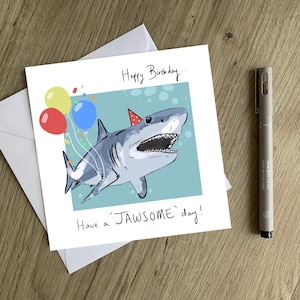 Tarjeta de cumpleaños de Tiburón - Divertida tarjeta de cumpleaños de Tiburón