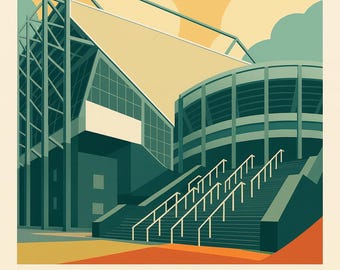 Wydruk Newcastle United St James’ Park | Plakat na stadion Newcastle FC | Nowoczesna grafika ścienna z motywem piłki nożnej | Prezent dla kibiców | Wydruk A4 lub oprawiony