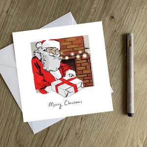 Carte de Noël Père Noël - Carte de Noël originale dessinée à la main