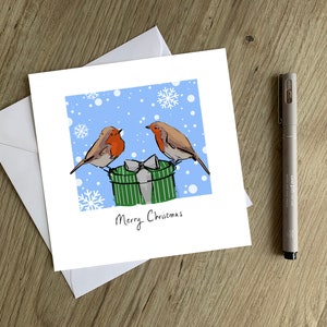Carte de Noël Robin - Carte de Noël originale dessinée à la main