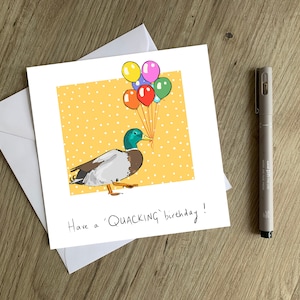 Carte d'anniversaire canard - carte d'anniversaire canard originale dessinée à la main - anniversaire charlatan