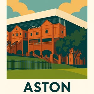 Aston Villa Villa Park Stadium Print | AVFC Poster | Modern Football Wall Art | Gift for Aston Villa Fans | A4 or Framed