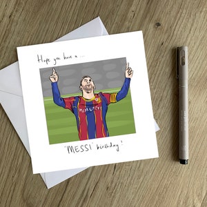 Messi Geburtstagskarte - Handgezeichnete Original Messi Barcelona Geburtstagskarte