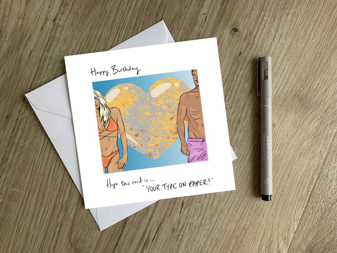 Love Island Birthday Card Hand Drawn Love Island Card Love Island Uk Etsy