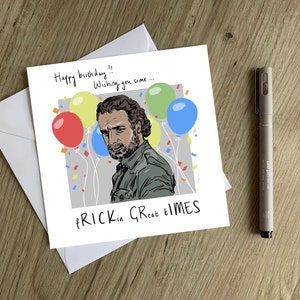 Walking Dead Birthday Card Hand Drawn Original Rick Grimes - Etsy