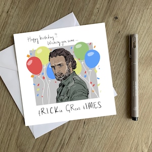 Cartão de aniversário de The Walking Dead - Cartão de aniversário original desenhado à mão de Rick Grimes