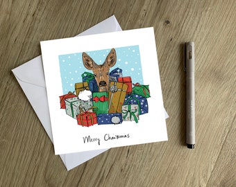 Baby Deer Christmas Card - Reindeer Christmas card - unique & original design