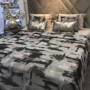 Abstract Vintage Bedspread 3Pcs, Bedspread Quilt, Brown  King and Queen Size Bedspread, Bedcover, Multi Color Bedspread with 2 Pillowcases