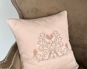 Mariposa bordada funda de almohada rosa, hermosa almohada dormitorio para niños, ropa de cama de mariposa, cojín de mariposa, regalo para niños, dormitorio de princesa