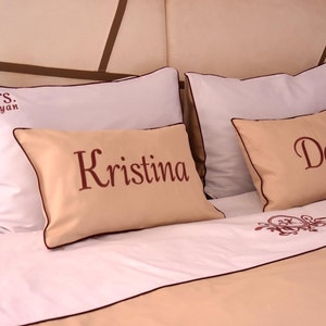 Personalized Wedding Bedding Set 6PCS Exclusive Valentine&#39;s Day and Wedding Gift MR and MRS Embroidered Duvet Cover and Pillows Just Married
