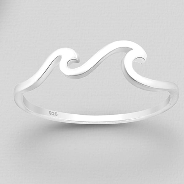 925 Sterling Silver Dainty Stacking Double Wave Ring Surf Ring  Beach Ocean Silver Ring Summmer Jewellery