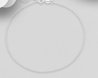 925 Sterling Silver Simple Chain Anklet 20 - 22.5cm, 22.5 - 25cm, 25 - 27.5cm