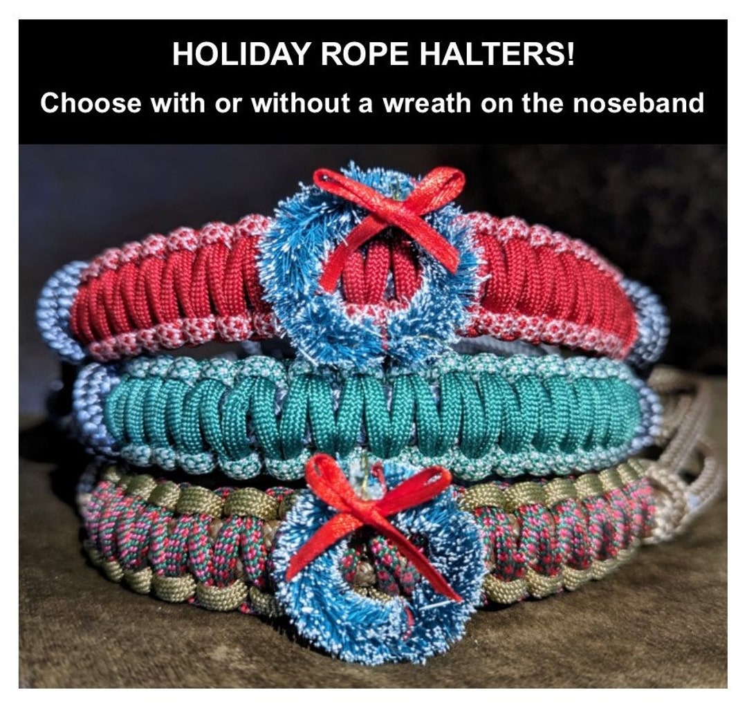 HOLIDAY ROPE HALTER With a Paracord Noseband and Decoration, Christmas ...