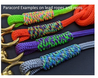 LEAD ROPE with PARACORD wrap 6ft -22ft Custom double braided nylon yacht rope