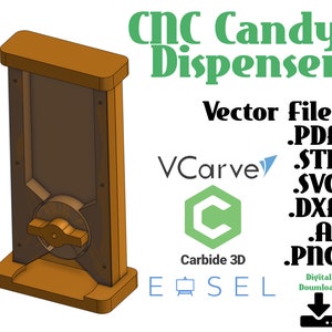 Digital Candy Dispenser Blueprints | Vector Files for CNC & Engraving | User-Friendly | .STL | .SVG | .dxf |.pdf | Carbide Create Compatible