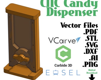 Digital Candy Dispenser Blueprints | Vector Files for CNC & Engraving | User-Friendly | .STL | .SVG | .dxf |.pdf | Carbide Create Compatible