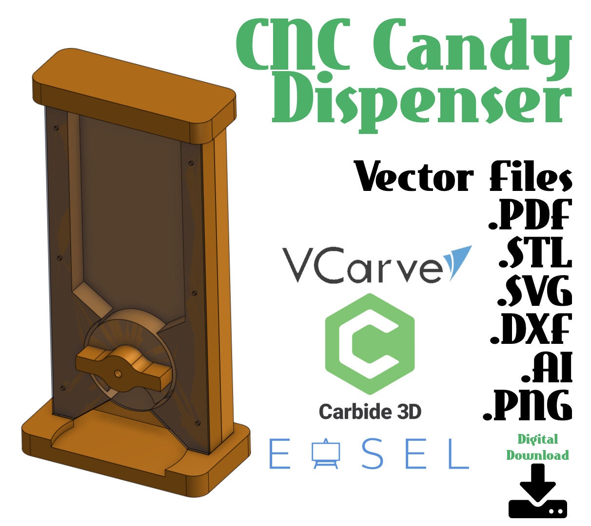 Digital Candy Dispenser Blueprints Vector Files for CNC & Etsy