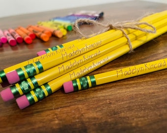 Back to School! Personalized Pencils for Teachers Kids Laser Engraved Gifts & Classroom