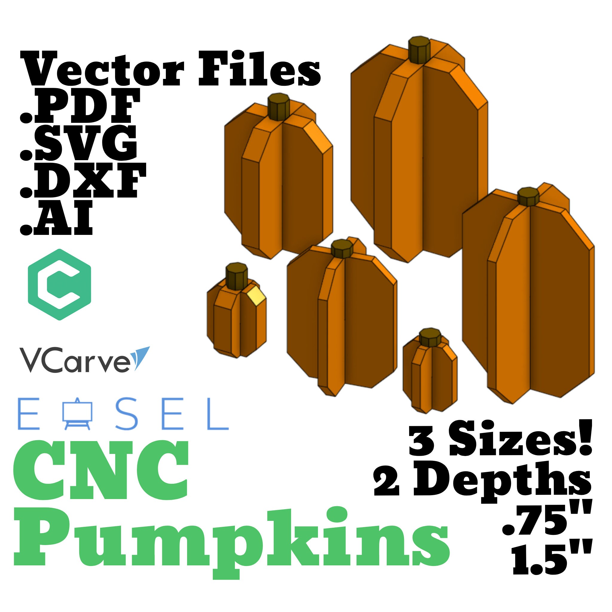 CNC Wooden Pumpkin Blueprint: Fall Decor Vector Files (digital Download ...
