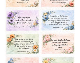 Printable Bible Verse Tags Trackers, Floral Scripture Art (Digital Download, PDF & JPG Files)