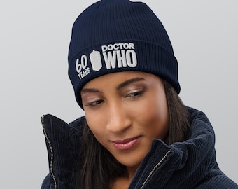 Doctor Who 60 Years Anniversary Organic ribbed beanie Gift for Fans in TARDIS Blue