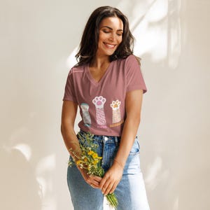 Cute Cat paws, Rock-Paper-Scissors Paws Women’s relaxed v-neck t-shirt | Gift Ideas for animal lovers