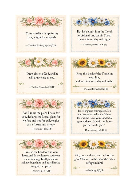 Printable Bible Verse Tags Trackers, Floral Scripture Art (Digital Download, PDF & JPG Files)