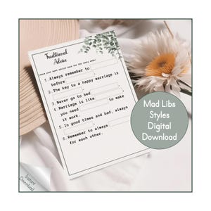 13 juegos de boda al estilo Mad Libs, juego de boda imprimible digital para completar los espacios en blanco, hora del cóctel de boda, juegos de mesa para invitados RACHEL