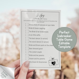 Elegant Black & White I Spy Photo Hunt Game Template, Minimalist Wedding Baby Shower Digital Download, Fun Event Icebreaker Activity ARIA