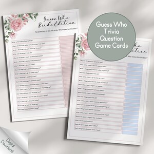 Guess Who Bruids-, bruidegom- en steledities, trending print thuis digitale sjabloonspel voor bruiloft vrijgezellenfeest vrijgezellenfeest GENADE