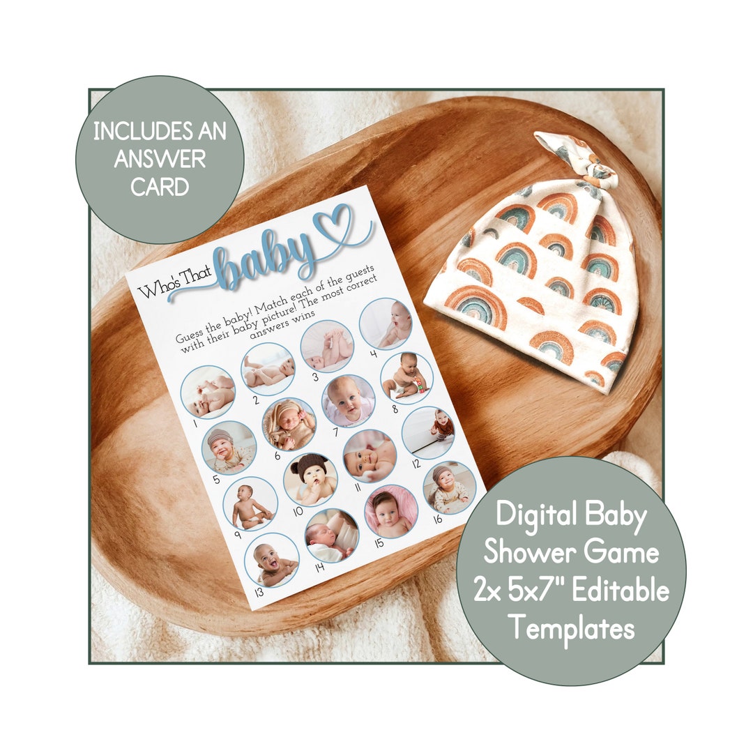 Its A Boy Baby Shower Fun Printable Activities, Who's That Baby ...