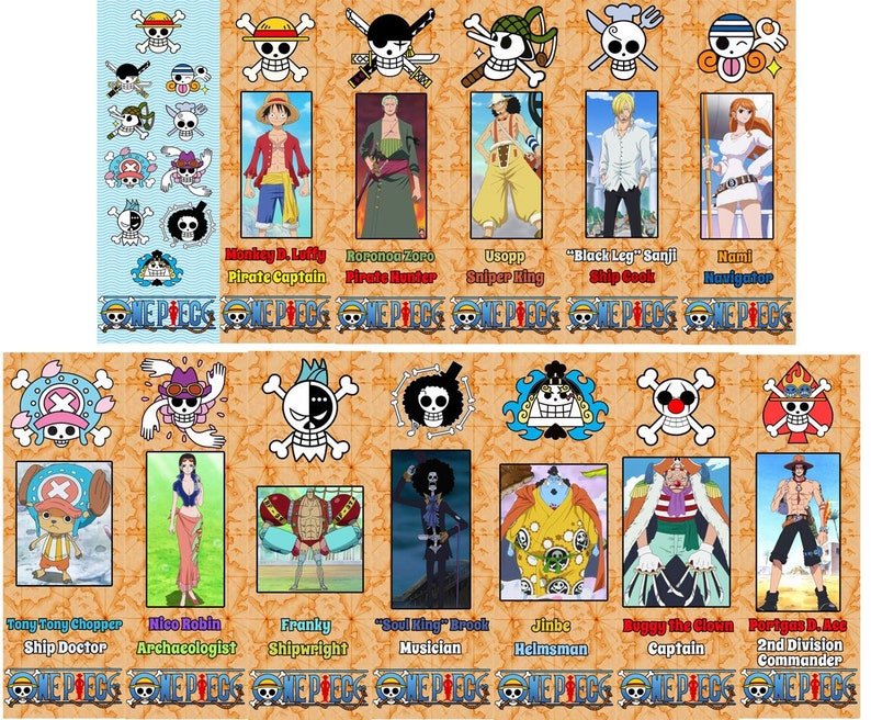 Straw Hat Crew Bookmarks Pirate Anime - Etsy