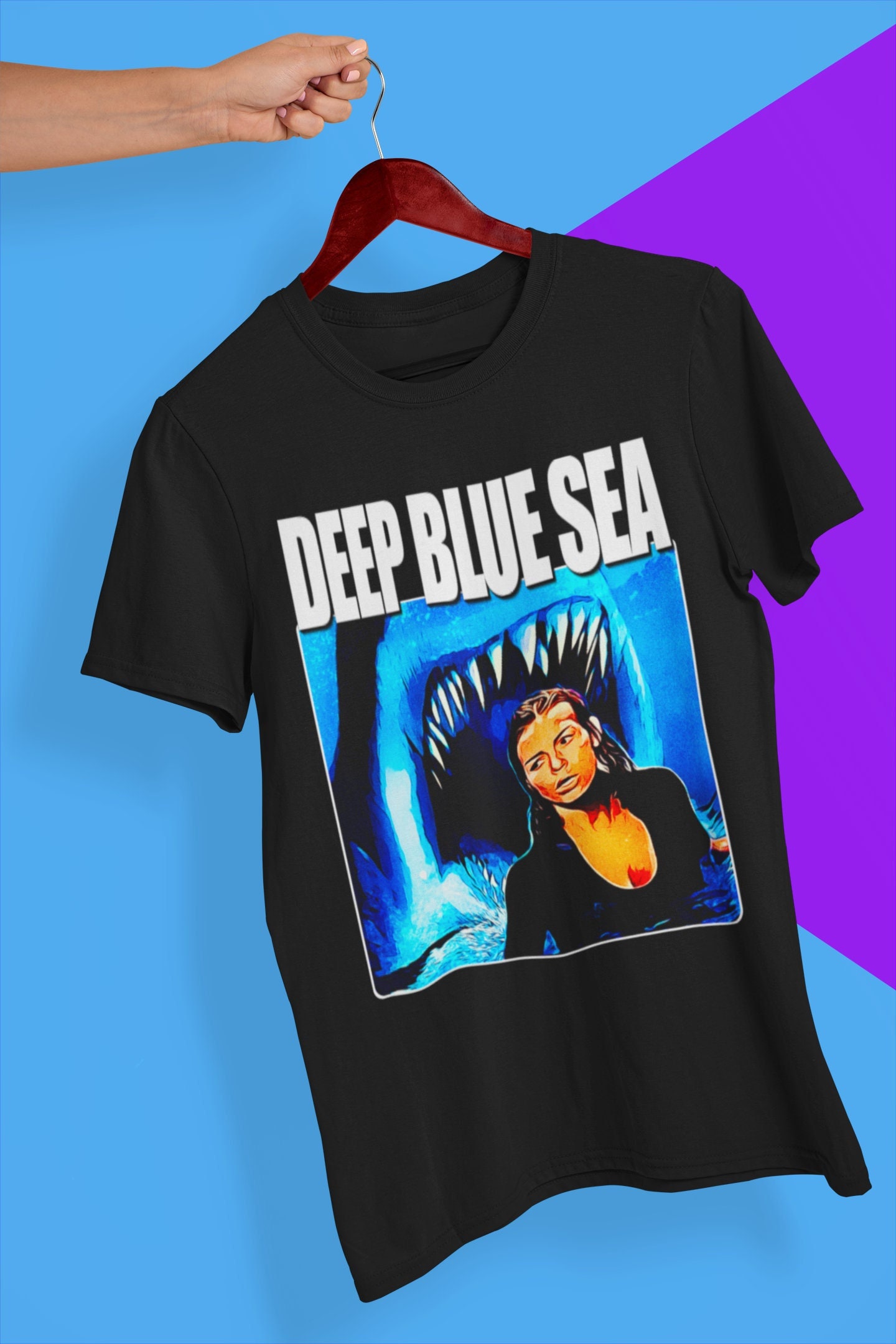 Discover Deep Blue Sea T-Shirt, Deep Blue Sea Movie Poster Shirt, 90s Movie Nostalgia Shirt