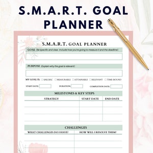 S.M.A.R.T. GOAL Planner| Goal Setting | PRINTABLE | DIGITAL