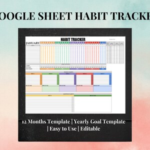 Google Sheet Habit Tracker I Google Sheets, Daily, Weekly, Monthly, Annual, Goal Planner