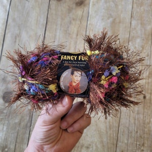 3 Skeins Lion Brand Fancy Fur Yarn, Chocolate Sprinkles #226, Lot 2307, Discontinued Eyelash Popcorn Yarn Knitting Crochet Supplies Vintage