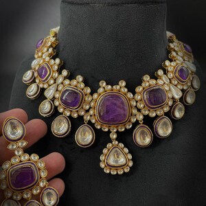 Moissanite doublet stone choker set/purple necklace/ indian jewelry