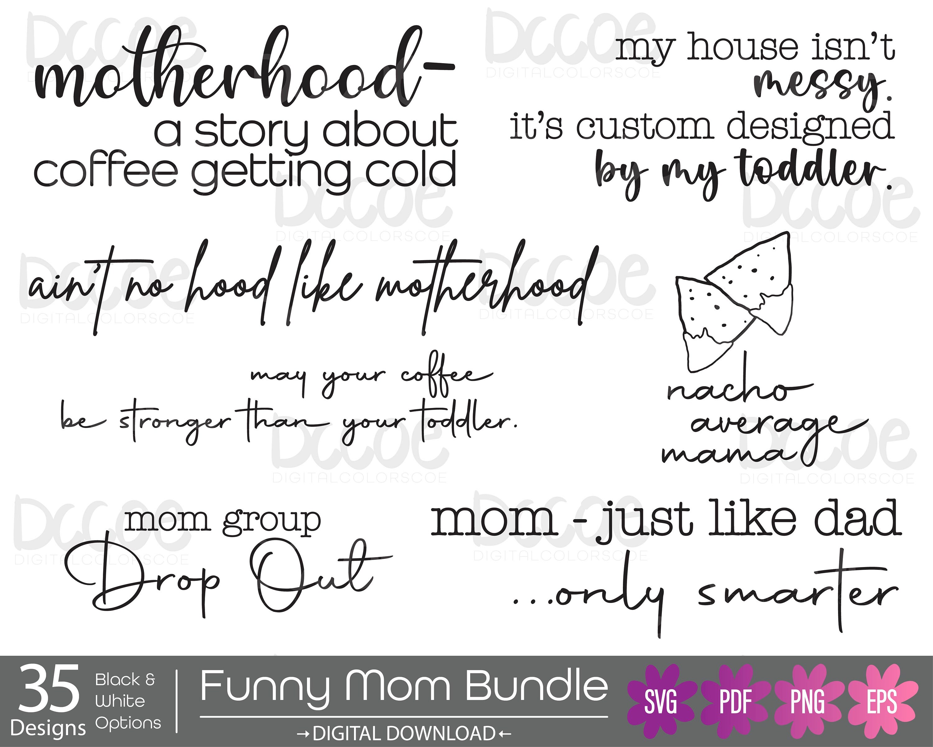 Sarcastic Mom SVG Bundle | Funny Mama Tshirt Sayings | Mothers Day Gift ...
