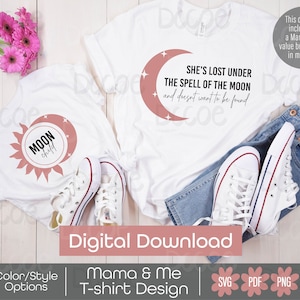 Mond Mama Mond Kind Tshirt SVG Design | Zauber des Mondes Mama & Me Design | Witchy Mama Tochter Sohn Shirt PNG | Mond Sonne Sterne svg png