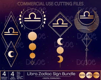 Libra Zodiac Sign Bundle svg | Celestial svg | Astrology Horoscope Zodiac Art Svg | Zodiac Symbols png | Horoscope svg | Crescent Moon svg