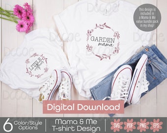 Garden Mama Little Wildflower Tshirt Design SVG PNG | Mothers Day Mama & Me Shirt | Raising Wildflowers Daughter Cut file Cricut Silhouette