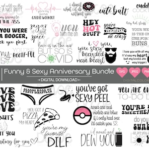 Funny Anniversary Bundle svg | Couples Sassy Sexy Mature svg | Pick up Lines | Adult Humor Romantic Love PNG | Cricut Silhouette Cut file