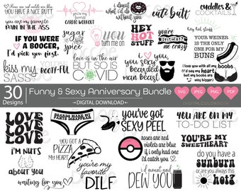 Funny Anniversary Bundle svg | Couples Sassy Sexy Mature svg | Pick up Lines | Adult Humor Romantic Love PNG | Cricut Silhouette Cut file