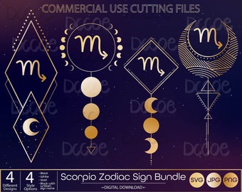 Scorpio Zodiac Sign Bundle svg | Celestial svg | Astrology Horoscope Zodiac Art Svg | Zodiac Symbols png | Horoscope svg | Crescent Moon svg