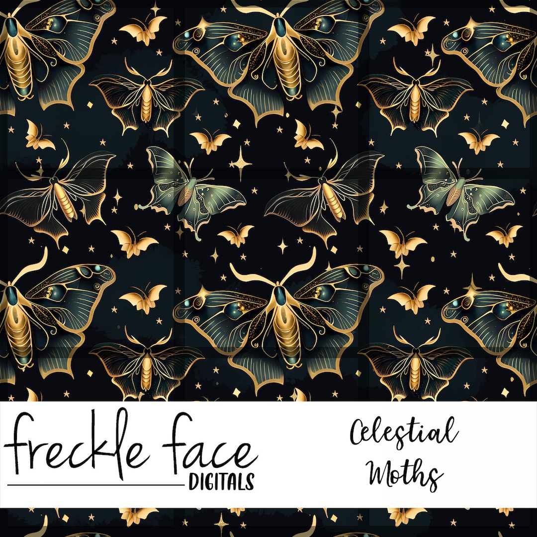 Celestial Moth Digital Paper, Printable Sublimation Designs, Digital ...