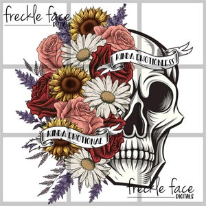 Emotional Skeleton Flower PNG: Sublimation Design (Digital Download)