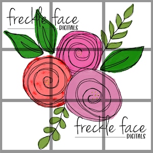 Water Color Floral Sublimation Design Digital Download, Hand Drawn Printable Art, Hand Painted PNG File, t-shirt design, flower doodles